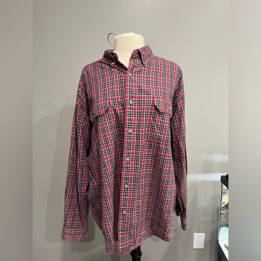 Carhartt Flannel Shirt Mens XL Red Black Plaid Heavy Button Down Long Sleeve